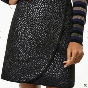 LOFT Shimmer Splash Black Faux Wrap Mini Skirt